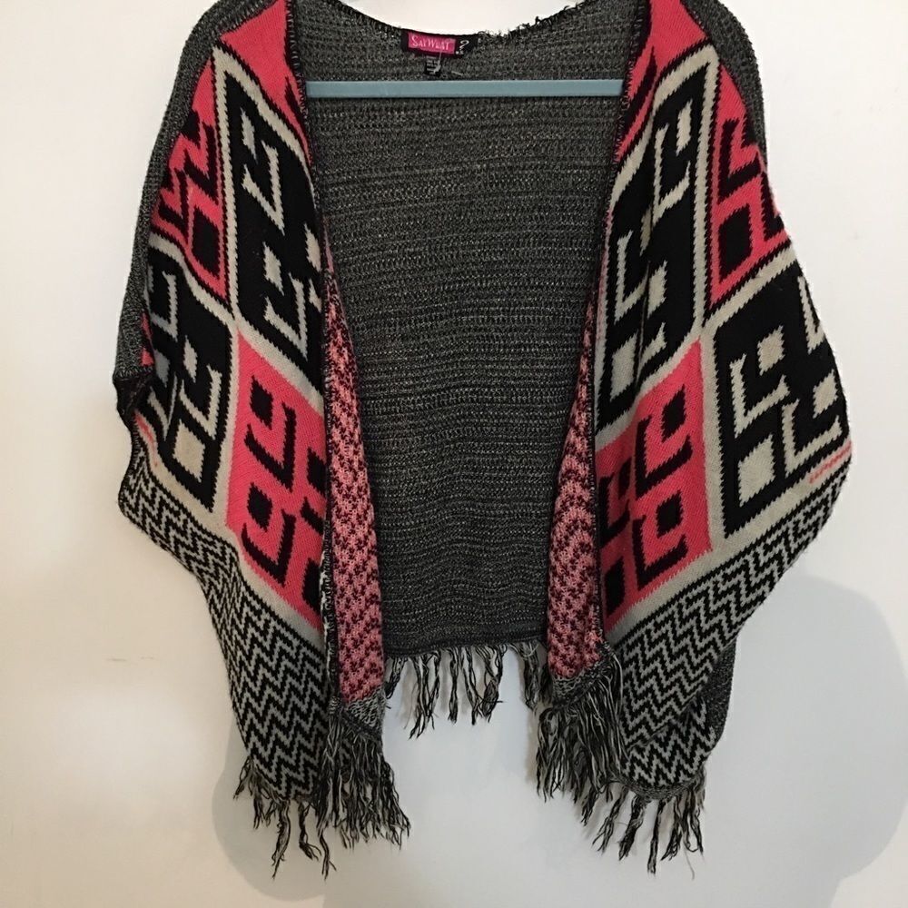 Knit fringe open cardigan‎